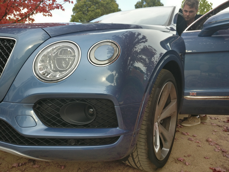 BENTLEY in the headlight. Union Jack on the doors. No chance of mistaken identity.